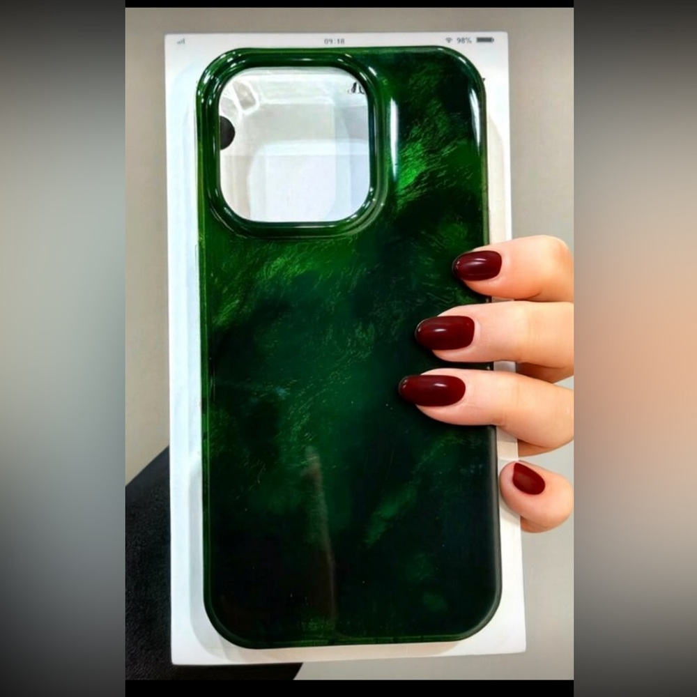 iPhone Case Dark Green & Black Ombré Glossy Top Transparent Case